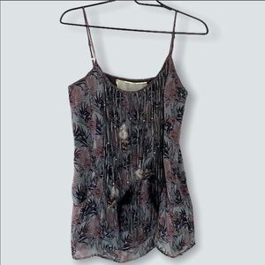 Johnny Was Silk Feather Fringe Sexy Top (S)